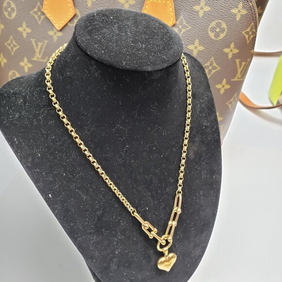 Authentic Louis Vuitton Lock & Key w/ Unbranded Gold Plated Gold Chain Necklace - Picture 10 of 11